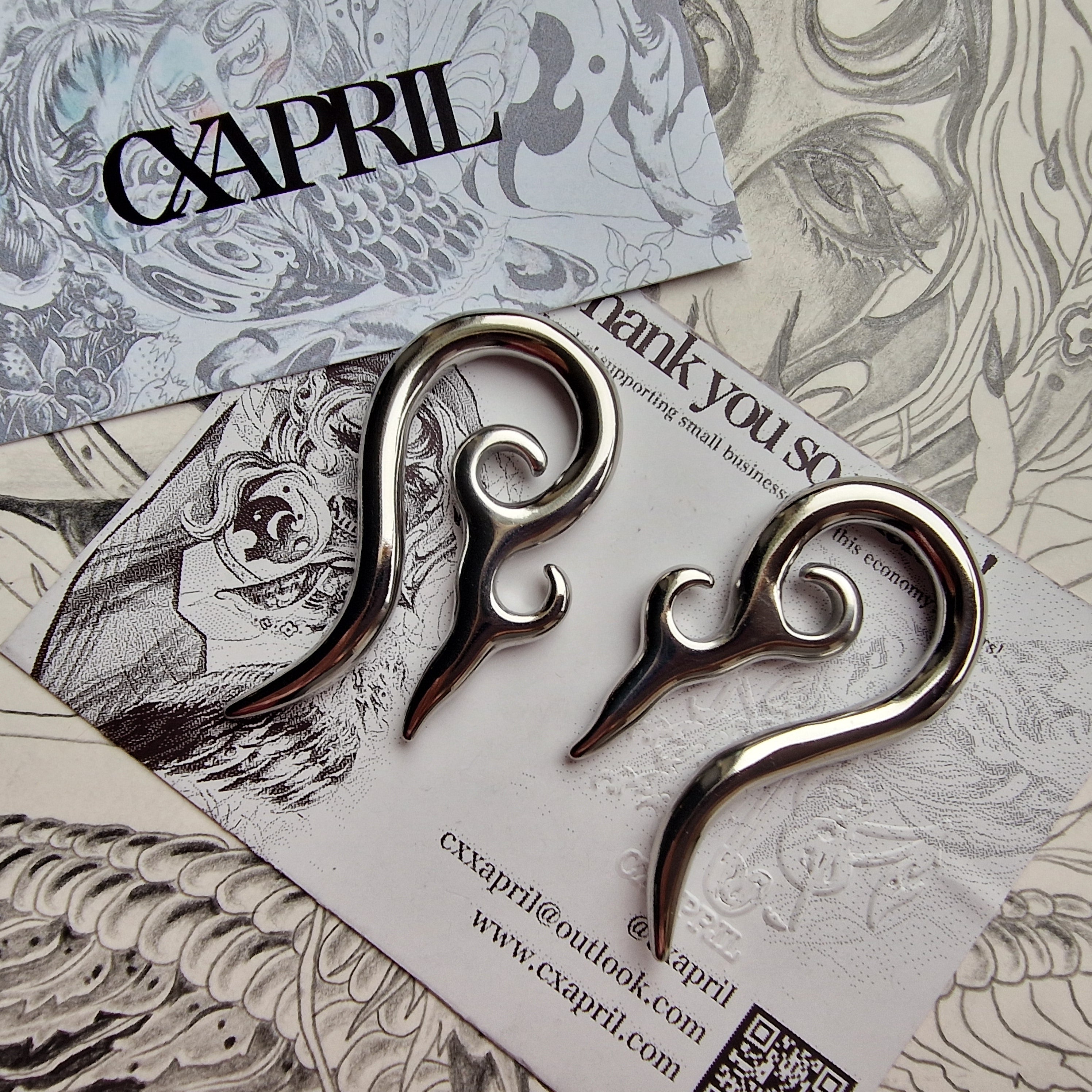 5MM 4G Tribal Silver Ornamental Cyberpunk Saddle Silver Ear Weight Hangers Gauges