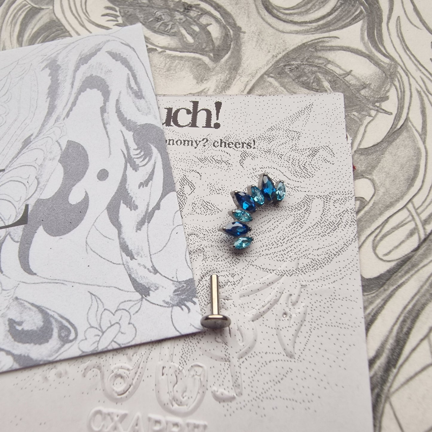Icy Blue Zircon Titanium  helix Orbital Cartilage Stud | Body Jewellery