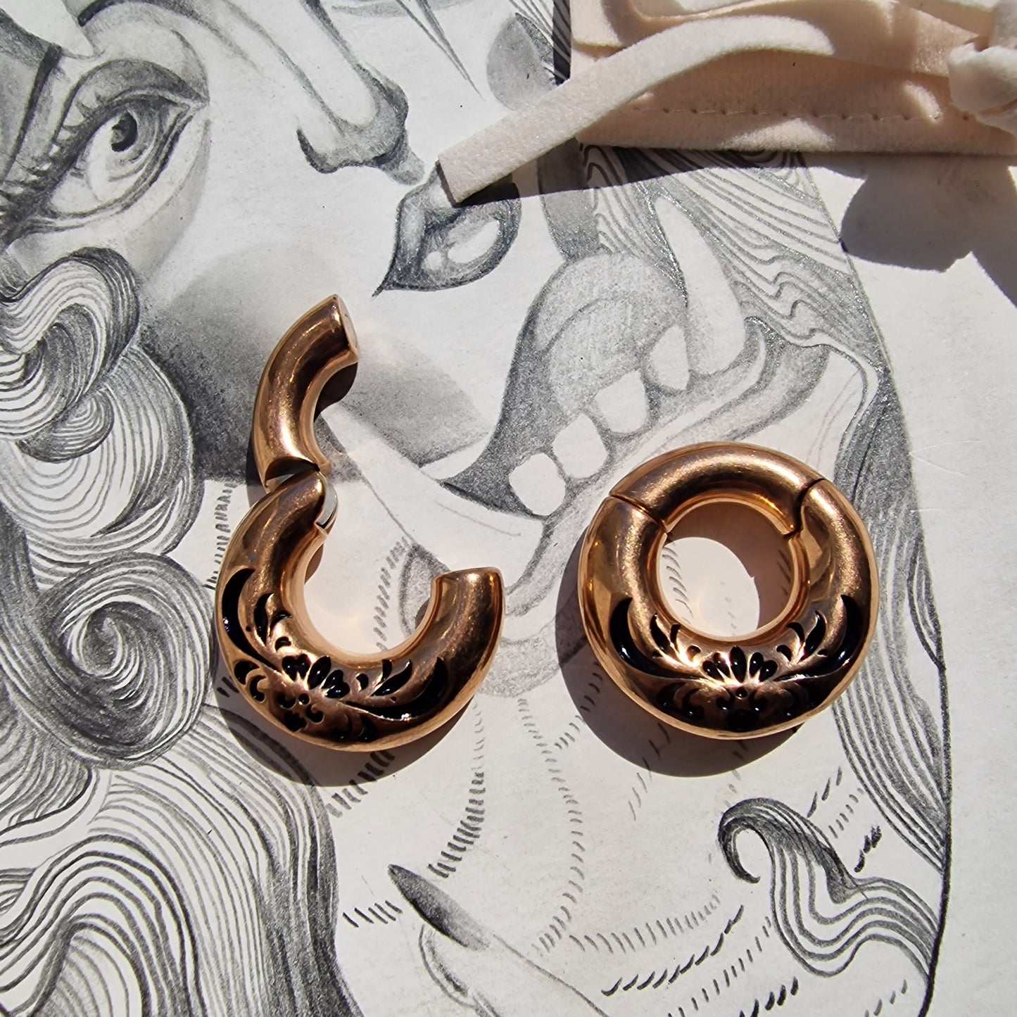 6MM l 2G Rose Gold Ear Weights | Tear Drop Ear Weight Hangers | tunnels plugs 2G