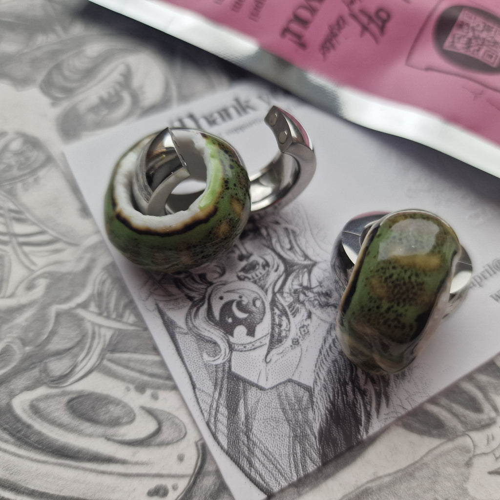 5MM 4G Green Silver Ear Weights Organic Plugs Gauges Earrings Alternative Jewelry | CXAPRIL