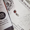 Don't shoot the messenger | Asymmetric Titanium Silver Bird Earring and Red Zircon Cartilage Stud Set