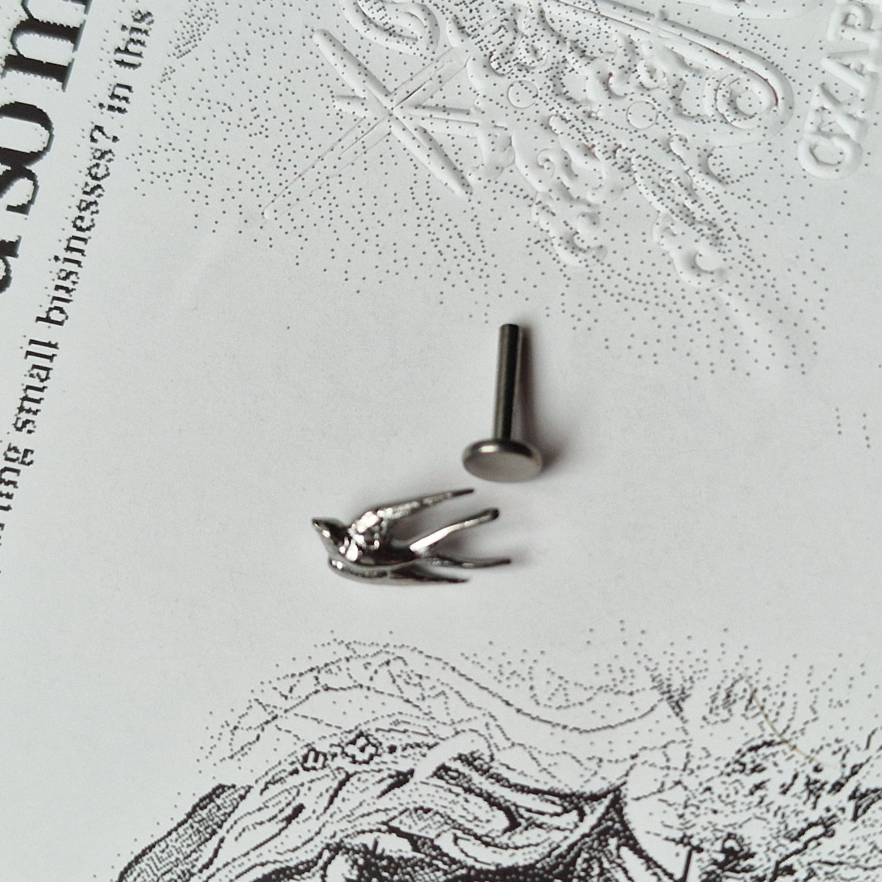 Swollow Bird Cartilage Stud | Silver Titanium Body Piercings