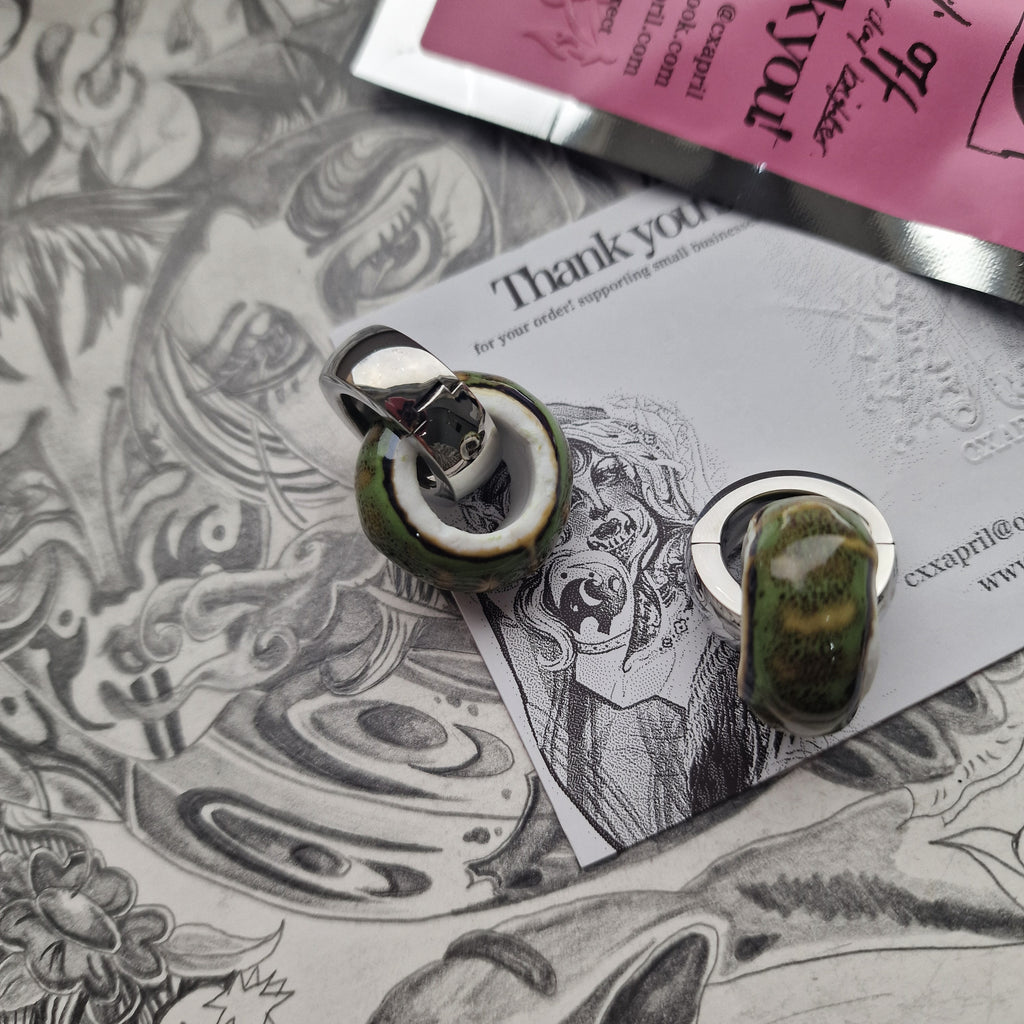 5MM 4G Green Silver Ear Weights Organic Plugs Gauges Earrings Alternative Jewelry | CXAPRIL