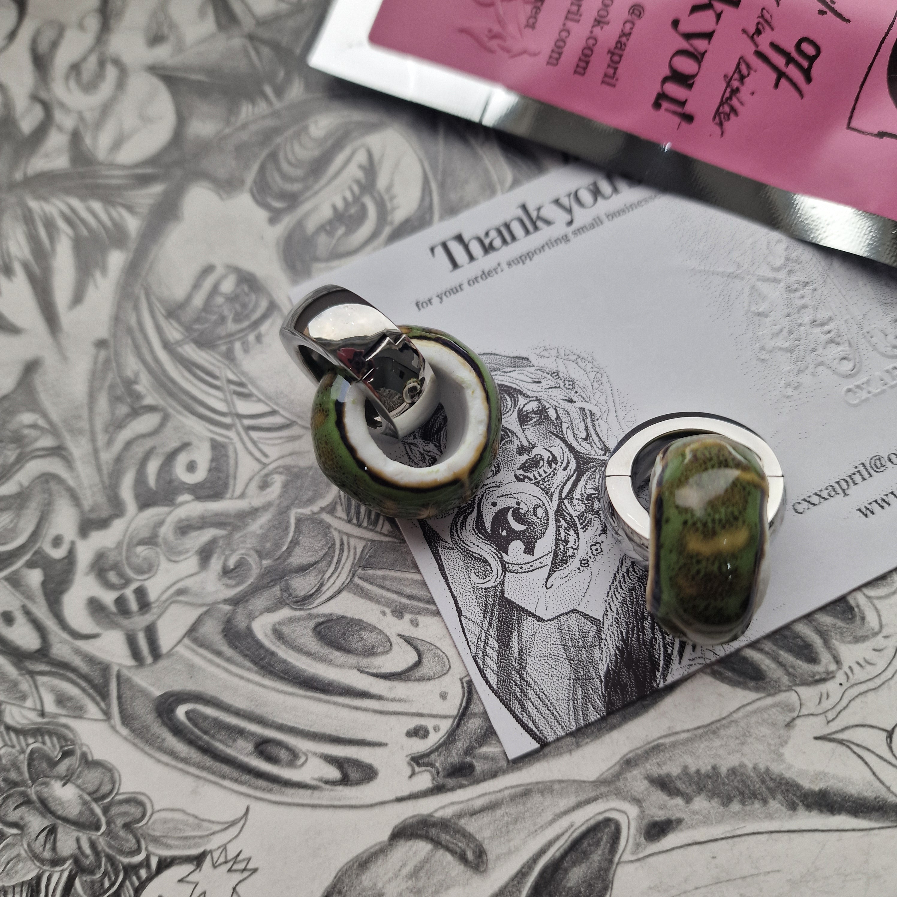 5MM 4G Green Silver Ear Weights Organic Plugs Gauges Earrings Alternative Jewelry | CXAPRIL
