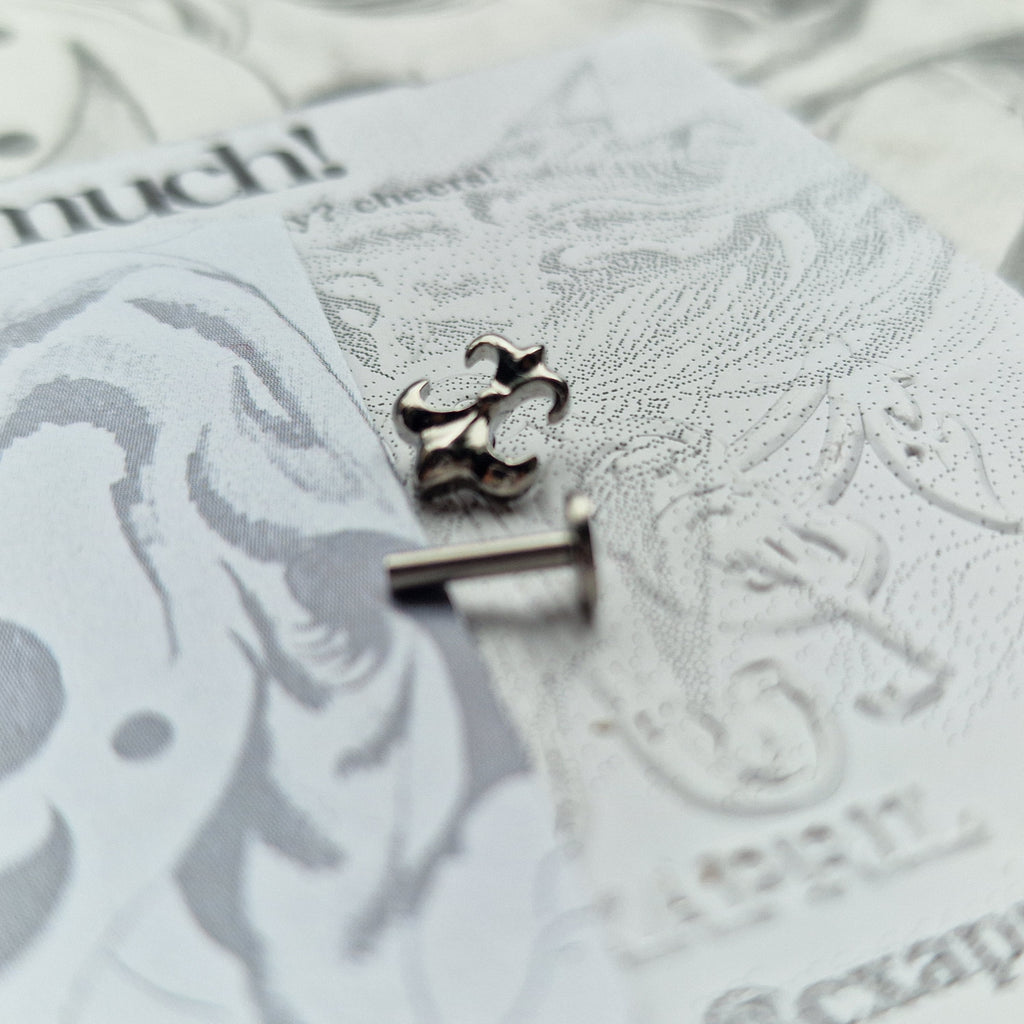 Silver Herald Cross Cartilage Stud Shield | Body Piercings Alt Jewellery