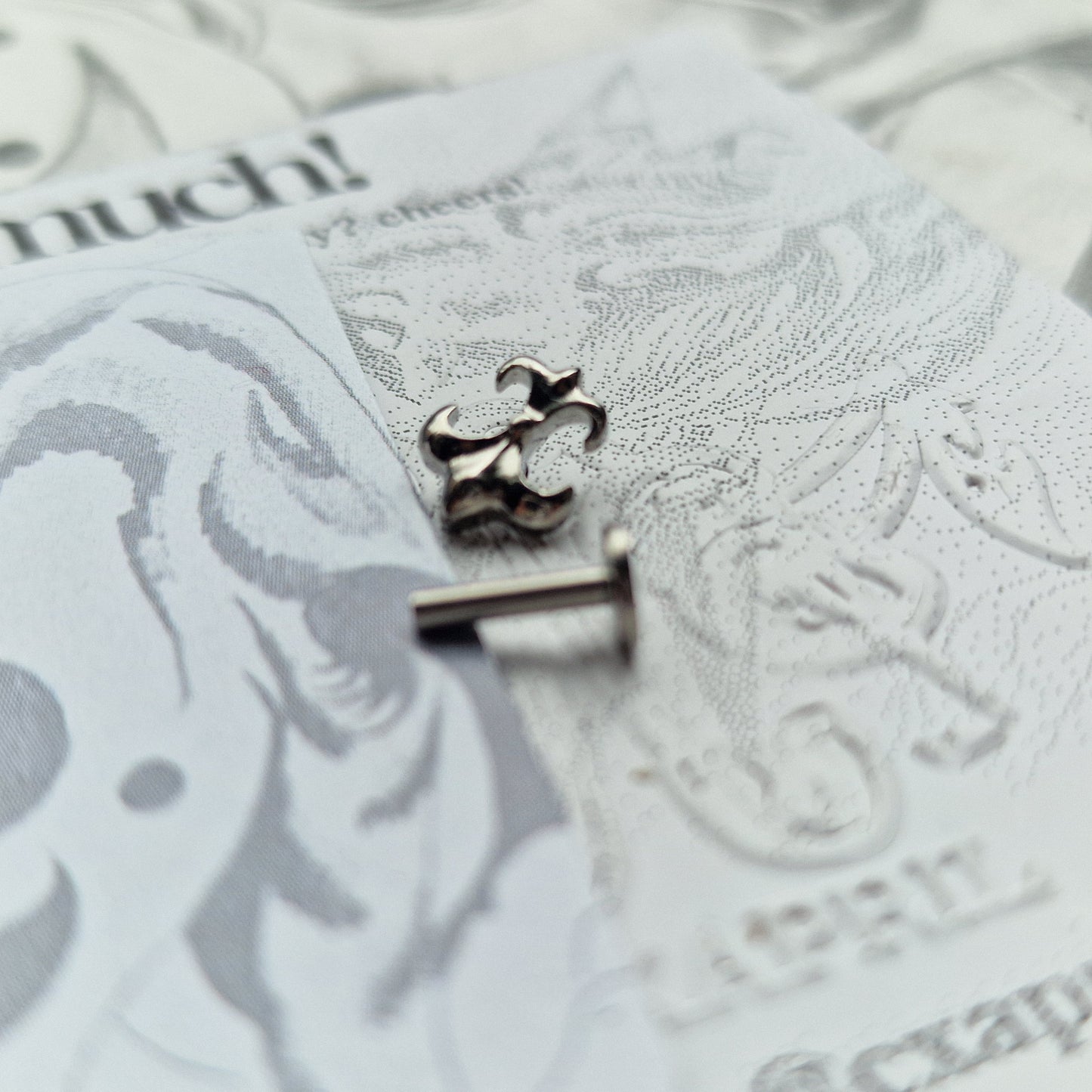 Silver Herald Cross Cartilage Stud Shield | Body Piercings Alt Jewellery