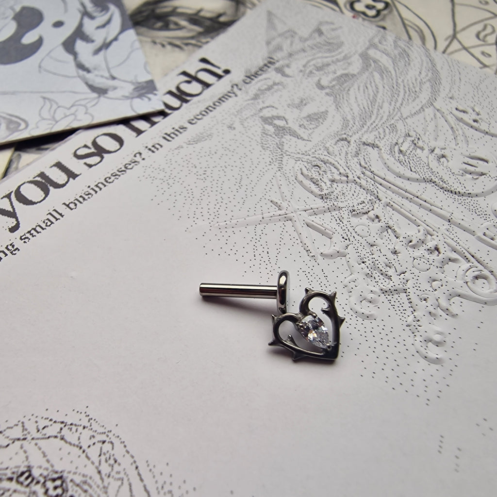 Thorn in my heart! | White Zircon Titanium Silver Body Piercing