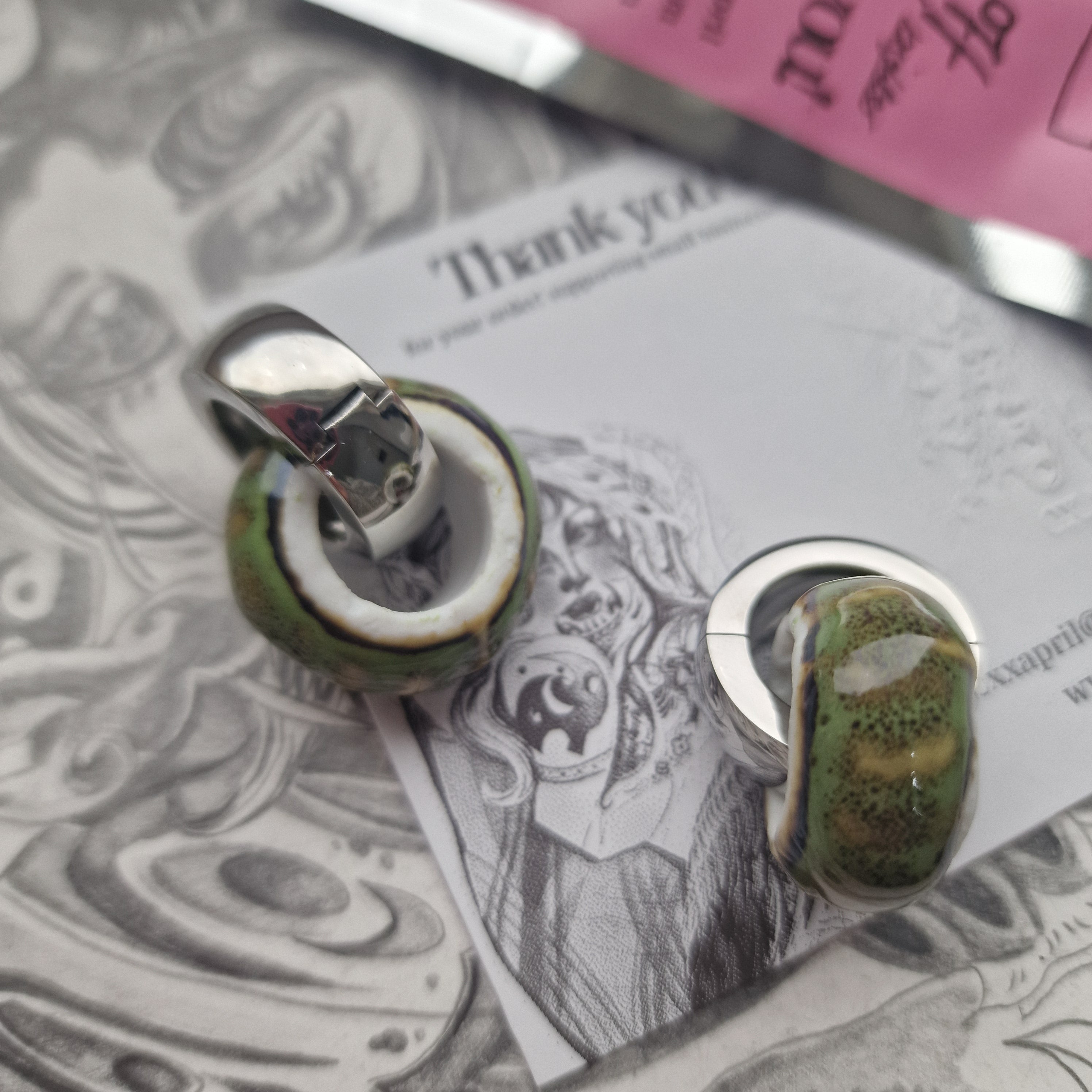 5MM 4G Green Silver Ear Weights Organic Plugs Gauges Earrings Alternative Jewelry | CXAPRIL