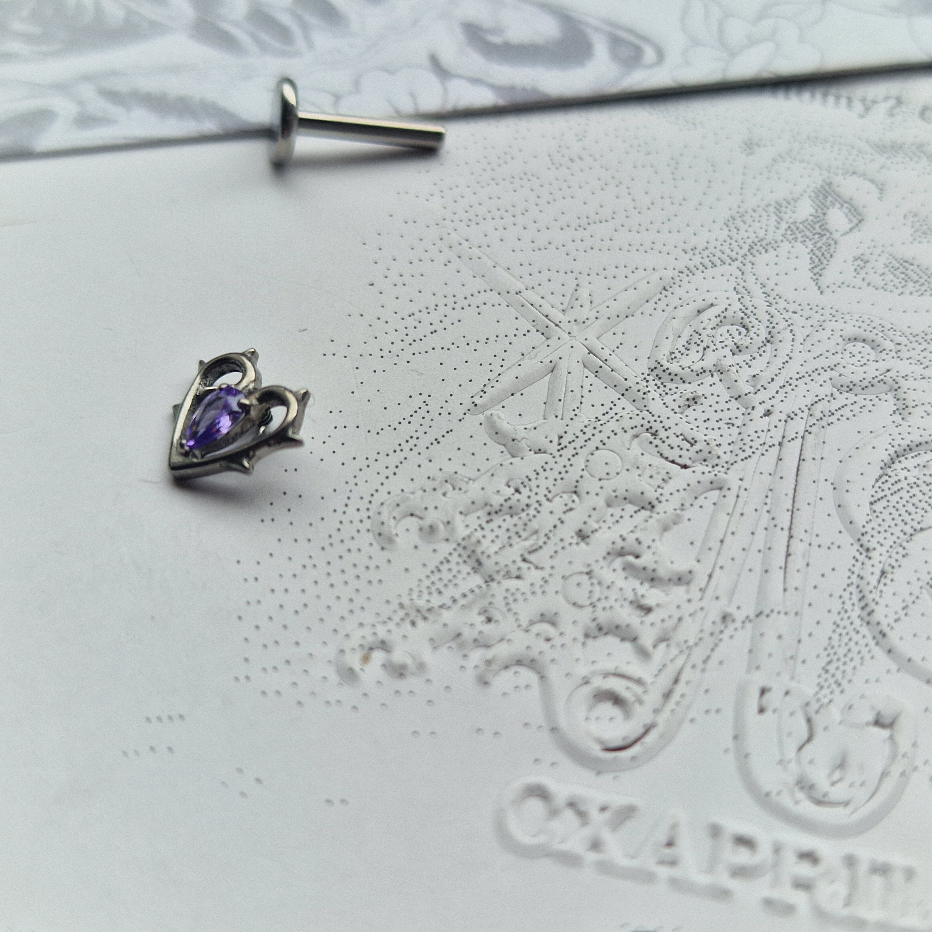 Thorn in my heart! | Purple Zircon Titanium Silver Body Piercing