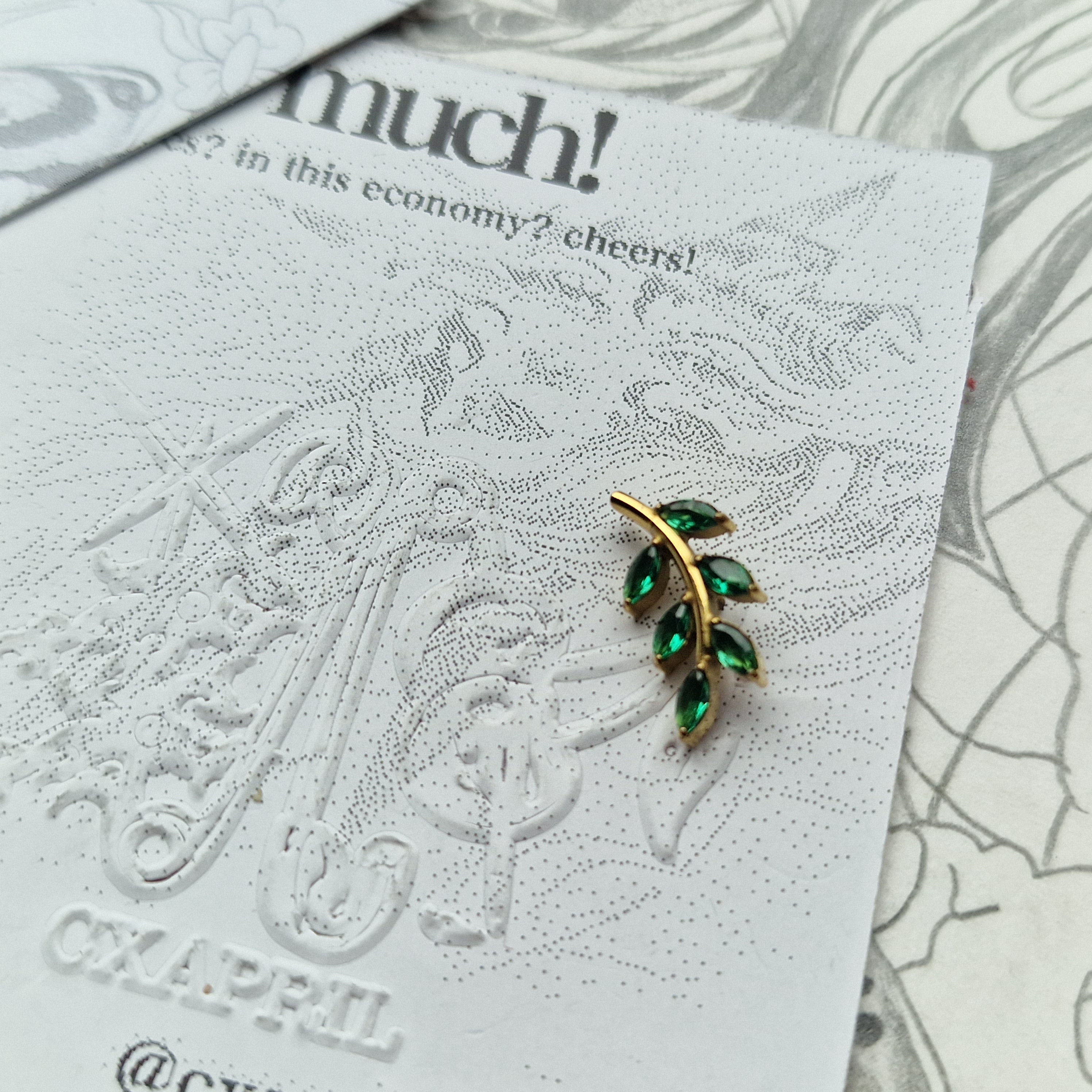 Gold Green Olive Branch Cartilage Study | Body Piercings Orbital and Helix