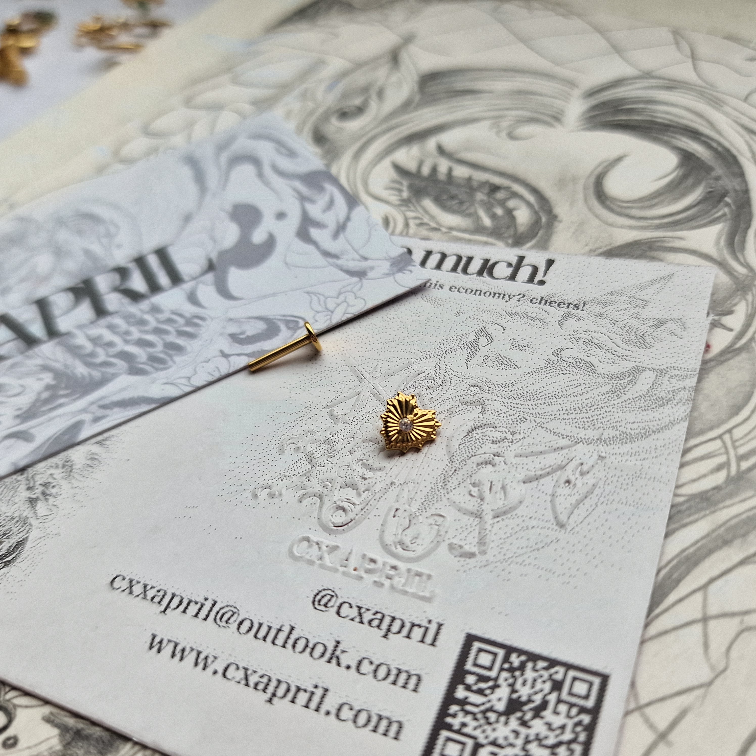 Sacred Heart Earring | Gold Titanium Body Jewellery