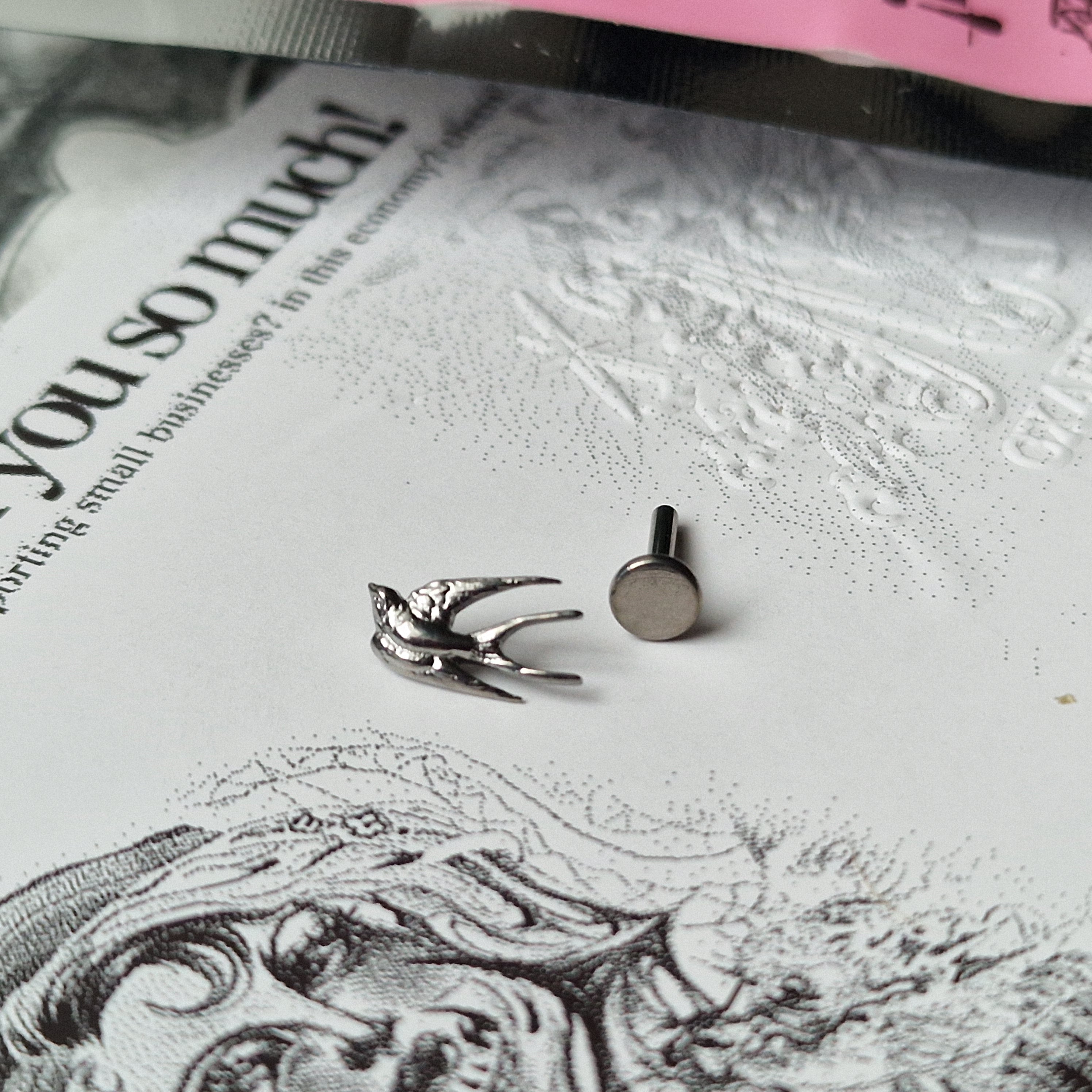 Swollow Bird Cartilage Stud | Silver Titanium Body Piercings