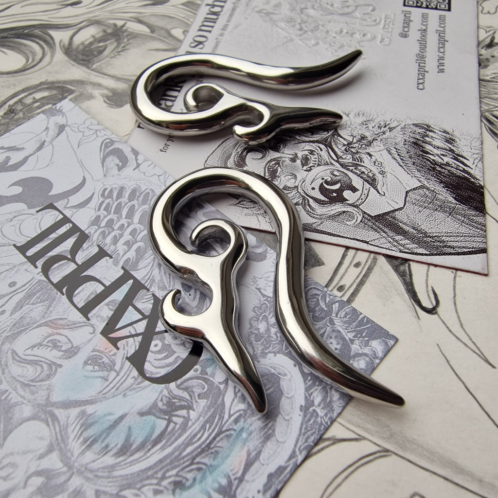 5MM 4G Tribal Silver Ornamental Cyberpunk Saddle Silver Ear Weight Hangers Gauges