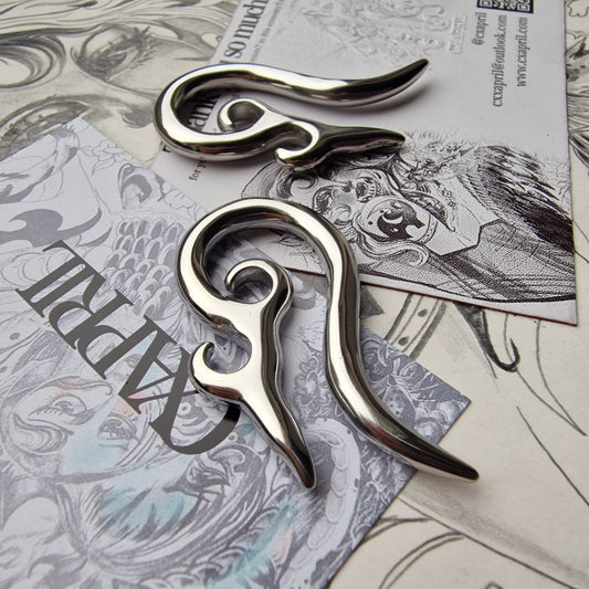 5MM 4G Tribal Silver Ornamental Cyberpunk Saddle Silver Ear Weight Hangers Gauges