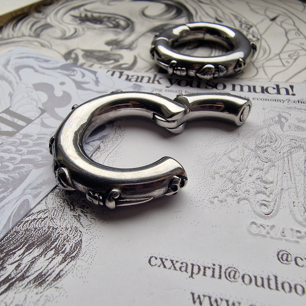 6MM 2G Silver Sacred Heart Herald Heart Hoops Cross Gold Ear Weights | Jewellery for Stretched Ears and Lobes