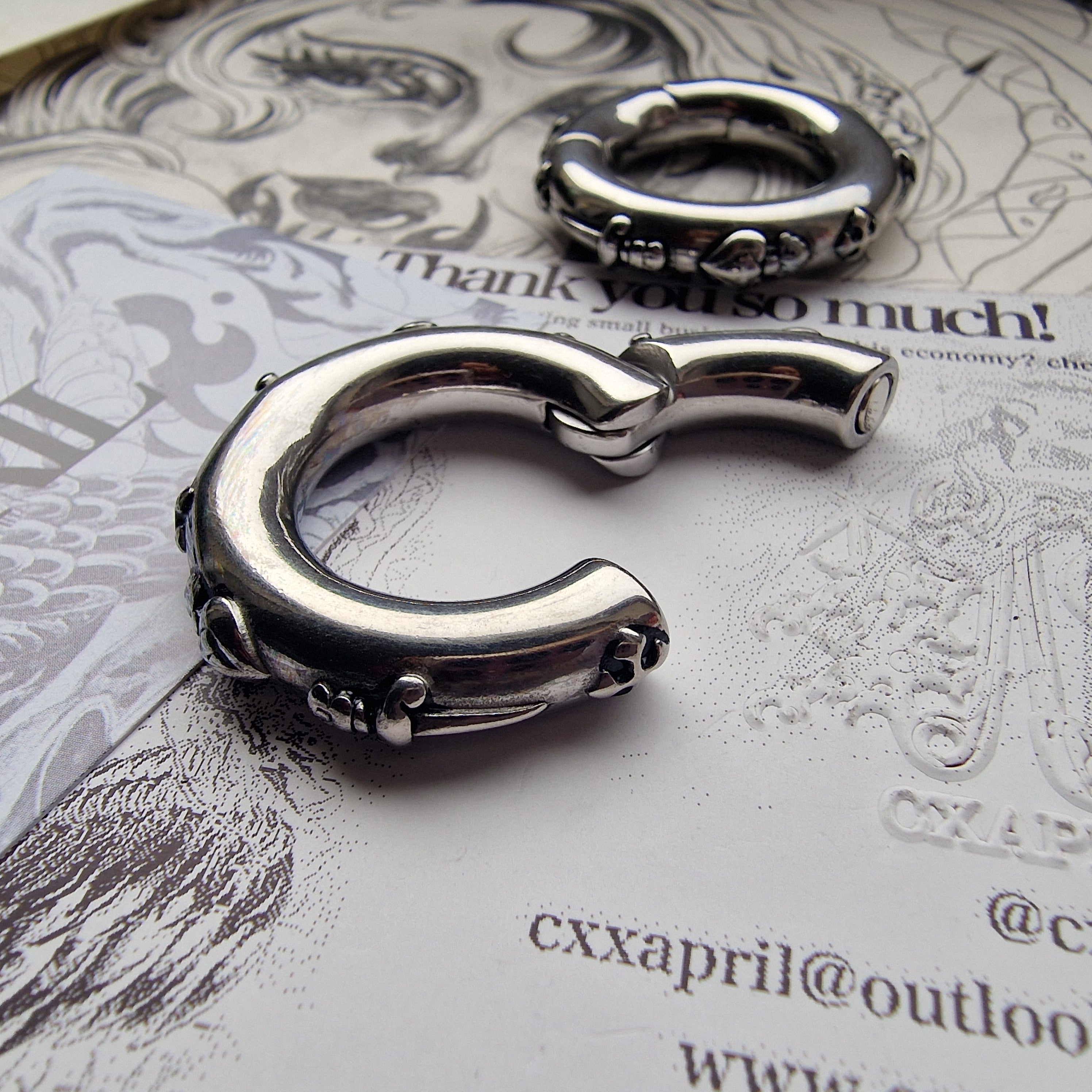 6MM 2G Silver Sacred Heart Herald Heart Hoops Cross Gold Ear Weights | Jewellery for Stretched Ears and Lobes