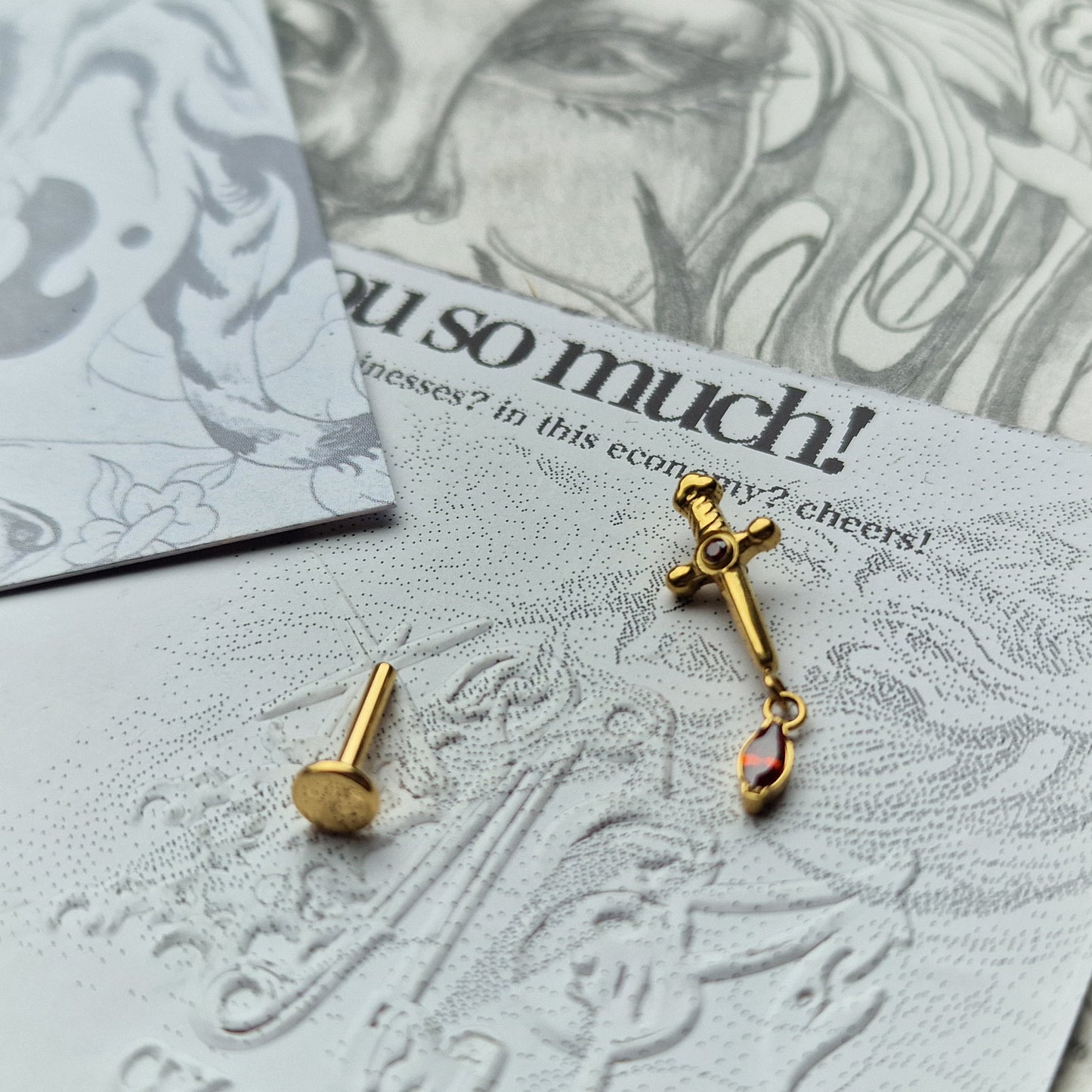 Red Sword | Body Jewellery Cartilage Stud Earring